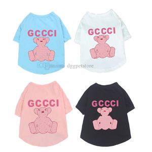 Abbigliamento per cani di marca Abbigliamento per cani di marca T-shirt estive per animali domestici con lettere classiche Camicie per cuccioli traspiranti morbide per piccoli cani Cagnolini 100% cotone Cura della pelle Rosa A532