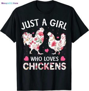 Erkek Tişörtleri Tavukları Seven Bir Kız Sevimli Tavuk Çiçekleri Çiftlik T-Shirt Pamuk Üstleri Tees Özel Yeni Tasarım Üst T-Shirts 0301H23
