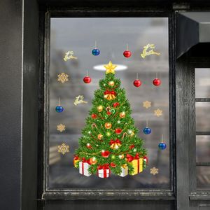 Duvar Çıkartmaları PVC Altın Elk Noel Ağacı Ev Pencere Dekorasyonları İçin Merry