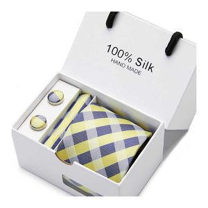 Boyun bağları ipek güzel el yapımı kravat hanky cufflink set kravat kravat kutusu hombre açık mavi resmi giyim basılı Babalar Günü J230227