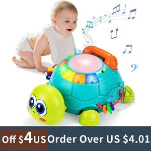 Drums Percussion Baby Toys 0 6 12 Months Musical Turtle Toy Lights Sounds Musical Toy For Baby Girl Boy Montessori Educational Toy for Kids 1 2 3 230227