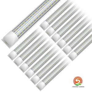 Tubi a LED T8 da 8 piedi Luce 4 piedi 5 piedi 6 piedi 8 piedi 120 W Tubi per porte di raffreddamento a LED a forma di V Illuminazione Congelatore Apparecchio per luci da negozio a 3 file per garage, negozi, magazzino, collegabile