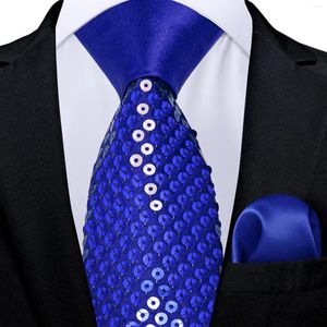 Fliege Luxus Royal Blue Shinning Pailletten Krawatte Einstecktuch Set Herren Damen Bühnenaufführung Paillette Zubehör Krawatte Großhandel