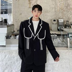 Erkekler Suits Erkekler Hemming Tasarım Gevşek Sokak Giyim Moda Şovu Takım Blazers Erkek Kore tarzı Vintage Ceket Kadınlar