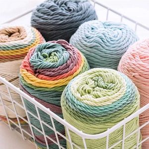 İplik 100g/Ball Gökkuşağı Pamuk İplik Segmenti Boyama 5 İplik Kalın Algodon İplik Diy Örme Tığ işi Sweater Eşarp Battaniyesi Ücretsiz Kargo P230601