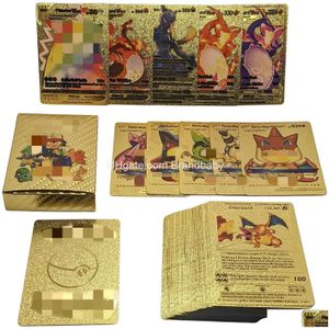 Giochi di carte Cartoon Elf Bronzing Gold Foil Cards Battle Drop Consegna Giocattoli Regali Puzzle Dhlo4