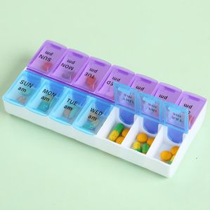 Portable 14 Grids Weekly Pill Case 7 Days Medicine Box Tablet Dispenser Organizer Pill Box Splitters Plastic Storage Box
