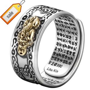 Erkekler feng shui muska servet şanslı açık ayarlanabilir pixiu ring cina geleneksel kültür unisex budist bulut pixiu ring