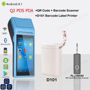 Yazıcılar Android POS 58mm Terminal Makbuzu Yazıcı Handheld PDA Bluetooth WiFi 3G Taşınabilir Mobil Sipariş Barkod Tarayıcı Allinon