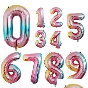 Parti Dekorasyonu 32inch Helyum Hava Balonu Gradyan Numarası Alüminyum Folyo Film Balonları Bebek Duş Kutlaması Doğum Günü VT1680 DROP DHRES