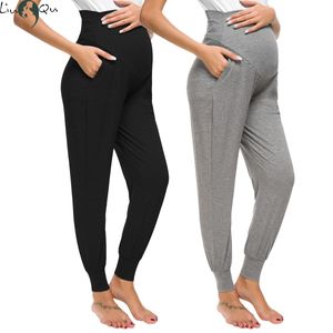 Maternity Bottoms Liu Qu Womens Casual Pants Pregnancy Stretchy Comfortable Lounge Pregnant High Waist Trousers with Pocket 230601
