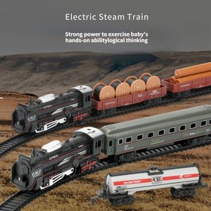Pista elettrica / RC Modello di treno elettrico con binari ferroviari Giocattoli a batteria Simulazione classica Giocattoli ferroviari ad alta velocità per bambini 230601