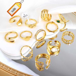 Custom Cheap Vintage 18k золота, покрытая 316L из нержавеющей стали Королевские роскошные элегантные кольца модных украшений для женщин
