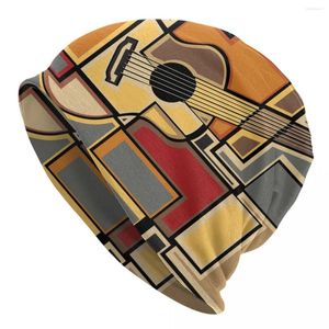 Beralar Örme Kapak Kadın Erkekler Bahar Kış Kış Elastik Funky Fraktal Geometrik Akustik Gitar Sanat Beanies Toptan