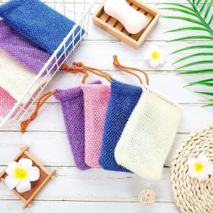 Peeling-Netzbeutel, Sparbeutel für Dusche, Körpermassage, Schrubber, natürlicher Bio-Ramie-Seifenhalter, Tasche, Tasche, Luffa, Bad, Spa, Blasenschaum mit Kordelzug, CPA5723