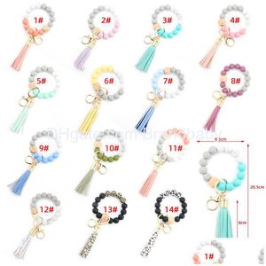 Jewelry 3 Colors Sil Beads Bracelets Link Tassel With One Wooden Bead Design Bracelet Good Quality Key Chain Charm Birthday Gifts Dr Ot6Zm