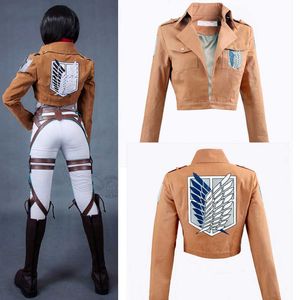 Anime Kostümleri Cosplay Setleri Ceket Rekon Kolordu Deri Etek Hookshot Kemer Sırıştırıcılar Shingeki Hayır Kyojin Ackerman Anime Com Z0602