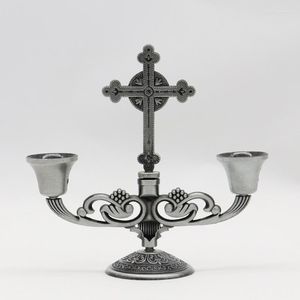 Kolye Kolyeleri Mesih İsa Düğün Mum Tutucu Metal Kutsal Cross Candlestick Süsleme Katolik Kilisesi Masaüstü Dekorasyon Takı