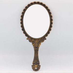Makyaj Aynaları Bayanlar Vintage Repousse Oval Çiçek El Destekçi Dresser Romantik Dantel Ayna Bronz Gümüş Altın Pembe Kozmetik Araç Güzellik Salonu 100 PCS