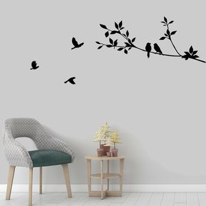 Söndürme kuş ağacı şubesi vinil kesim duvar çıkartmaları yatak odası oturma odası dekorasyonu çıkarılabilir diy ev çıkartmaları hayvan duvar sanatı