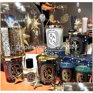 Velas Vela perfumada de 190 g, incluindo caixa coleção de mergulho Bougie Pare Conjunto de presente limitado de Natal Conjunto de presente de casamento para férias Deli Dhhqi