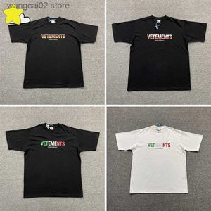 Erkek Tişörtler Vetements T Shirts Erkek Giysileri Siyah Beyaz Polonya Bayrak Ağır Kumaş VTM Büyük boyutlu Kısa Koylu Düşün Küresel Nakış T230602