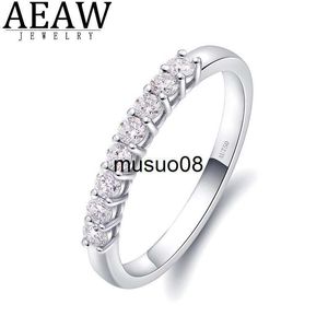 Bandringe AEAW 14k Weißgold 0,25ctw 2mm DF Rundschliff Verlobung Hochzeit Moissanit Lab Grown Diamond Bandring für Frauen J230602