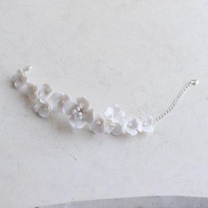 Очарование браслетов белый фарфоровый цветочный свадебный браслет ручной работы женский брюк жемчужный