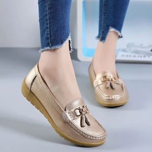 Tasarımcı Ayakkabı Yeni Moda Kadınlar Deri Deri Sıradan Ayakkabılar Artı Boyutlu Daireler Ayakkabılar bayanlar kaymaz tek ayakkabı Yumuşak Loafers EU35-43