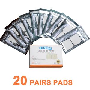 Relaxamento 20 pares de almofadas de eletrodo com gel condutor com caixa para unidade TENS tamanho 5 * 5 cm com furo de tomada 2,0 mm