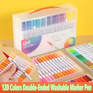 Painting Pens 120 100 80 60 12 Colors White Markers Set Brush Pen Waterproof Art Dual Tip Fineliner Drawing for Calligraphy Supplies 230601