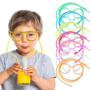 Glasses Straws Funny Soft PVC Glasses Flexible Drinking Straws Kids Party Supplies Bar Supplies Creativity Toy Kids Gifts