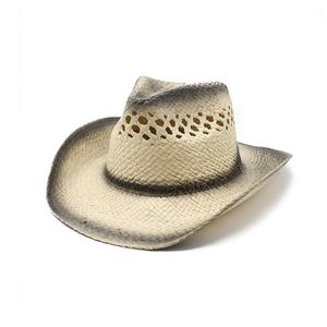 Spring Summer Cowboy Straw Hat Women Men Sea Beach Shade Hats Fashion Jazz Top Caps Outdoor Sun Protection Cap Sunhat Sunhats 2023 New