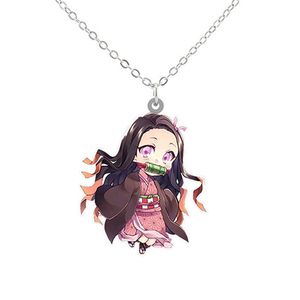 Подвесные ожерелья милая девушка призрак Kamado Nezuko PVC Party Jewellery Tanjirou Demon Slayer Resin Diy винтаж