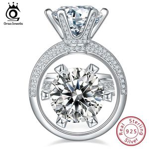 Solitaire yüzüğü orsa mücevherler lüks büyük 5ct de vvs moissanit yüzüğü kadınlar için parlak yuvarlak kesim mücevher taş teklif nişan düğün smr52 z0603
