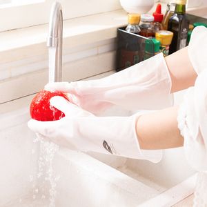 Şeffaf Beyaz Mutfak Çanak Yıkama Lateks Eldivenler Dayanıklı İnce Kauçuk Plastik Çamaşırhane Hijyeni Ev Temizlik Eldivenleri