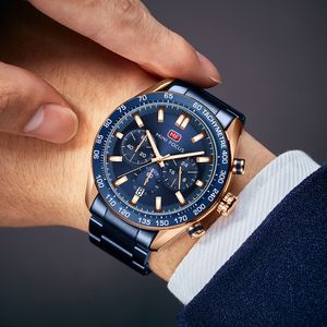Mini Focus Brand Watch популярные мужские часы многофункциональные светящиеся водонепроницаемые стальные группы Business Men Watch 0403G
