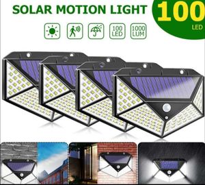 3MODE 100 LED Açık Güneş Taşkın Işığı Hareket Kablosuz Sensör Duvar Çit Dekorasyonu PIR Su Geçirmez Enerji Lambası için