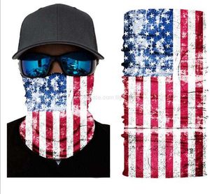 Amerikan bayrağı baskılı güneşlik koruyucu yüz maskesi erkekler kadınlar dikişsiz tüp sihirli eşarplar çok fonksiyonlu şapka türban moda binicilik yaka koruyucu maskeler