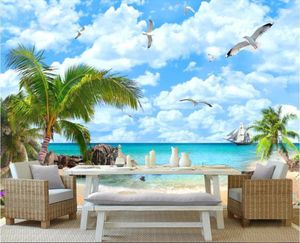 Обои настраиваемые обои 3D обои кокосовое пляж пляж Сорс -пляж По стена бумага Декор картины роспись для стен 3 дня