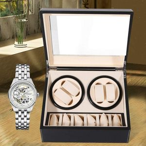 Black/Brown Luxury Watch Winder Display Box for 10 Automatic Watches, High-Quality Storage Case