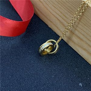 Lüks mücevher kalp kolye erkek kolye elmas kolye lüks moda kolye tasarımcısı takılar gümüş çift halka elmas kolye klasik süslü elbise hediye