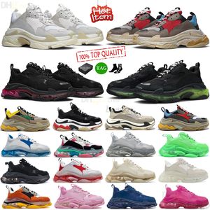 Triple S 17fw Clear Sole Paris Triples Laufschuhe Nylon für Männer Frauen Tess.s Designer-Sneaker Sneaker Luxuriöser Herren-Damen-Plateau-Freizeitschuh aus schwarzem, weißem Leder