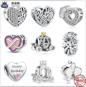 Для Pandora Charms Authentic 925 Серебряные бусины болтают обаяние Бесконечная любовь сердце Мать звезда проставка бусинка