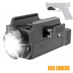 800 Lumen Mini Pistol Light Tactical LED Light Compact USB Rechargeable Quick Release Gun Flashlight for 1913 GL Rail