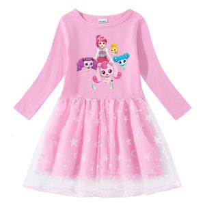 Mädchen Kleider Catch Teenieping Frühling Herbst Mädchen Baumwolle Koreanische Cartoon Mesh Langarm Prinzessin Kleid Mädchen Kleidung Elegante Vestidos 230603