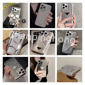 Bling Glitter Telefon Kılıfları İPhone 14 Pro Max Case Star Sliver Moda Tasarımcısı Deri Elmas Kadınlar Arka Kapak I 13 Promax 12 11 Üçgen P Lüks