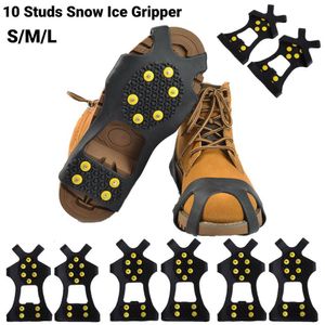 Mountaineering Crampons 1Pair 10 Studs Anti-Skid Snow Ice Gripper Climbing Shoe Spikes Grips Cleats Overshoes Crampons Spike Shoes Crampon SML 230603