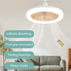 30w Ceiling Fan With Lighting Lamp E27 Converter Base With Remote Control For Bedroom Living Home Silent Ac85-265v