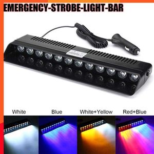 Novo 12V Car Strobe Flash Lights Lamp 12LED Emergency Warning Light Truck Pára-brisa do carro Ventosa Piscando Vermelho/Branco/Azul